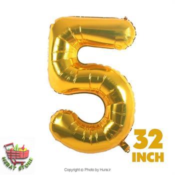 بادکنک فویلی طلایی پنج