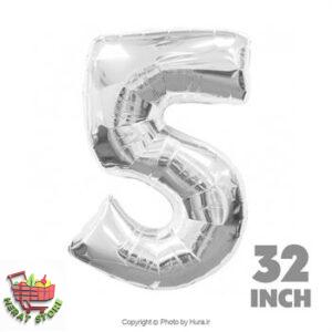 بادکنک فویلی نقره یی پنج