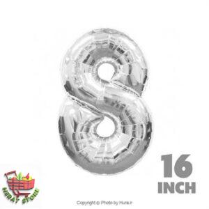 بادکنک فویلی نقره یی هشت